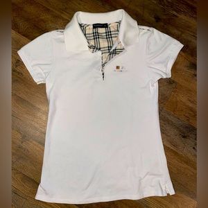 Youth Girls Size XL White Burberry Short Sleeve Polo